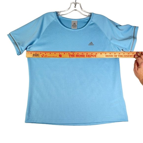 Adidas Womens Athletic T Shirt Size L Blue Short Sleeve Moisture Wicking Workout - Picture 8 of 9